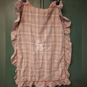 Standard Sham Plaid Ruffle with Embroidered Rose